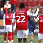 Rotherham United midfielder Hakeem Odoffin greets Conor Washington after the 4-0 win over Blackburn (Picture: Richard Sellars/PA)