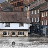 The River Ouse burst its banks, in central York, following Storm Jocelyn which brought strong winds and heavy rain across much of the country.