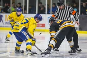 REPEAT SHOW: Leeds Knights trail by one goal to Hull Seahawks, who won the NIHL National Cup semi-final first leg 4-3 on Wednesday night. Picture: Stephen Cunningham/Knights Media.