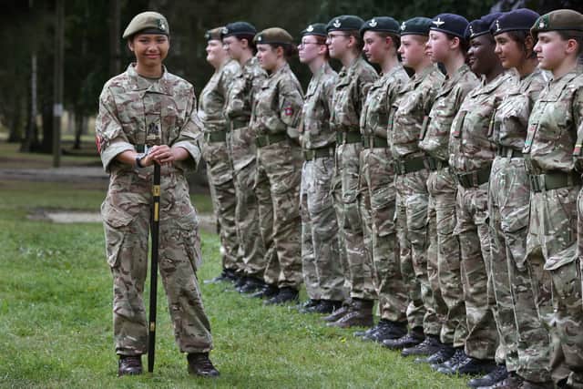 Ashanti Mai Holden (left) who has been given the Army's cadets' highest rank. (Pic: Reserve Forces and Cadets Associations (RFCA)/PA Wire)