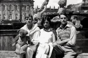 Brideshead Revisited - Diana Quick (centre) with Anthony Andrews (left) and Jeremy Irons outside Castle Howard in this 1979 photograph. Photograph by Mike Cowling