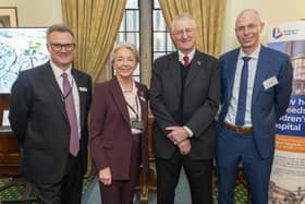 Details of the deal were revealed at an event in Westminster last week. L-R Leeds Teaching Hospitals Chief Executive Professor Phil Wood and Chair of the Trust, Dame Linda Pollard, alongside Hilary Benn MP; and Johnson & Johnson MedTech Managing Director, UK, Hugo Breda. Picture: Jeff Moore