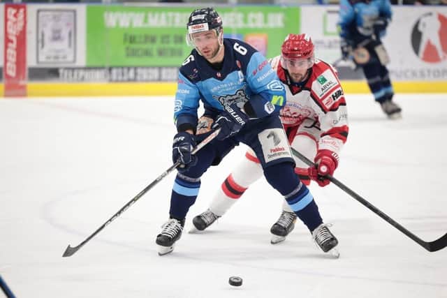 ON THE SHEET: Sheffield Steeldogs' Ben Morgan made his mark in the play-off quarter-final first leg when he bagged a goal and an assist in the 7-1 win over Swindon Wildcats. Picture courtesy of Peter Best/Steeldogs Media