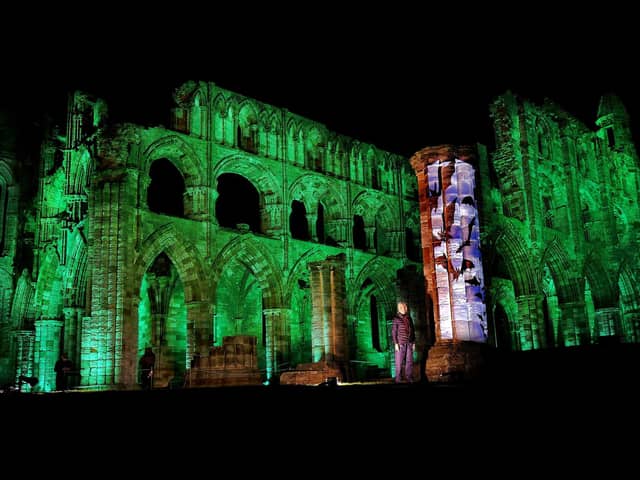 A projection of bats on Whitby Abbey (Photo credit: English Heritage/PA Wire)