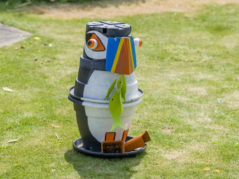 A flowerpot puffin made for Flamborough Flowerpot Festival 2026 running throughout June.