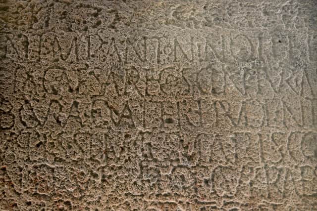  Inscription Stone found at Bainbridge. The stone is on show at Leeds University. Picture by Simon Hulme 17th October 2022










