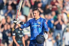 History-maker: James Wharton became only the sixth player in Yorkshire history to make a century in T20 cricket when he did so against Worcestershire Rapids last week (Picture: Allan McKenzie/SWPix.com)