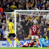 GAME OVER: Leeds United double their lead with a scrappy second goal (Image: Press Association)