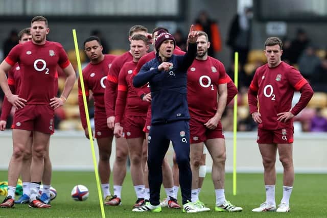 Kevin Sinfield, the England assistant coach, issues instructions during the England training session held at the LNER Community Stadium (Picture: David Rogers/Getty Images)