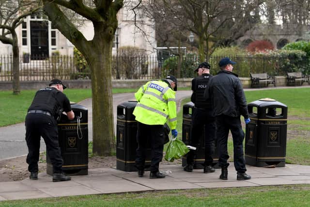 Police at the area around York Minster. The area was sealed off as a precaution looking for a possible suspect package. Picture by Simon Hulme 21st February 2023










