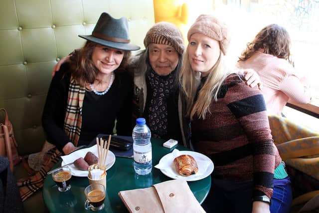 Filmmaker Michelle Heighway, right, with Damo Suzuki and his wife Elke. Picture: Michelle Heighway