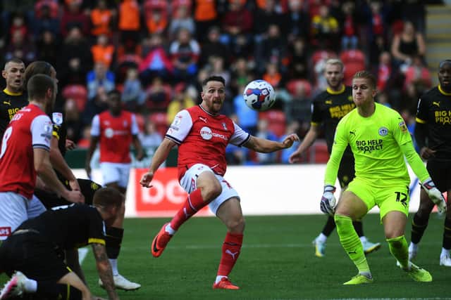 CHANCE: Conor Washington has his shot saved but opportunities were rare for Rotherham United