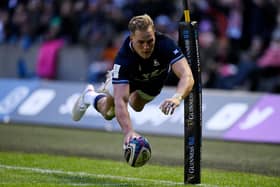 Untouchable: Scotland's Duhan van der Merwe had the freedom of Murrayfield to score three tries as Scotland defeated England in the Calcutta Cup match. (Picture: Stu Forster/Getty Images)