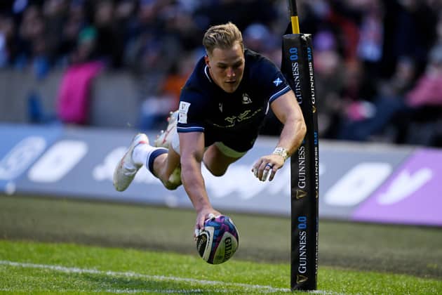 Untouchable: Scotland's Duhan van der Merwe had the freedom of Murrayfield to score three tries as Scotland defeated England in the Calcutta Cup match. (Picture: Stu Forster/Getty Images)