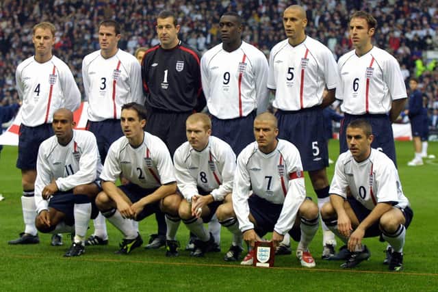 Emile Heskey, third from right at top, likes the management style of his former England team-mate Gareth Southgate, top right (Picture: Getty Images)