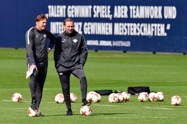 Sascha Lense worked with Ralph Hasenhuttl at RB Leipzig. Image: JOHN MACDOUGALL/AFP via Getty Images