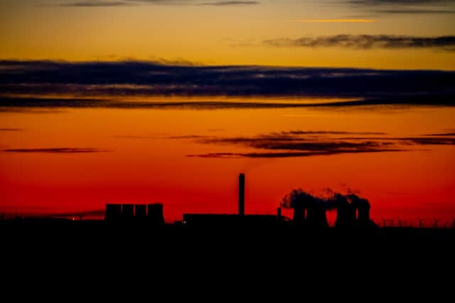 A sunrise behind Drax power station near Selby.