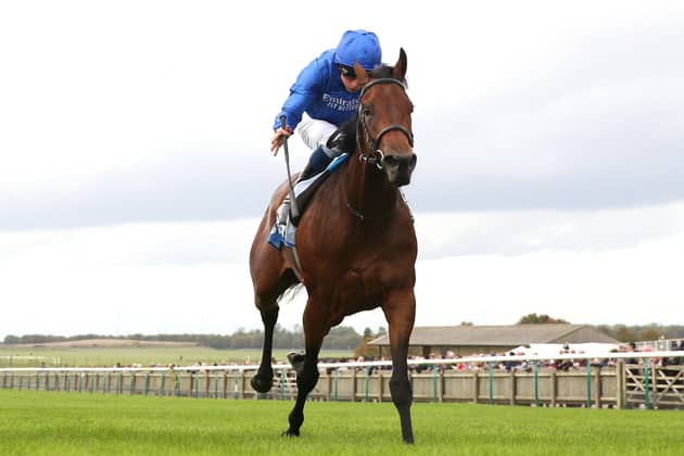 On the brink: Jockey William Buick wins the Godolphin Lifetime Care Oh So Sharp Stakes on Dance Sequence at Newmarket yesterday – and looks set to be crowned York’s leading rider for 2023 later today.