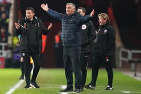 PRESSUE: Sheffield United manager Paul Heckingbottom, left with Sunderland manager Tony Mowbray and Blades assistant Stuart McCall