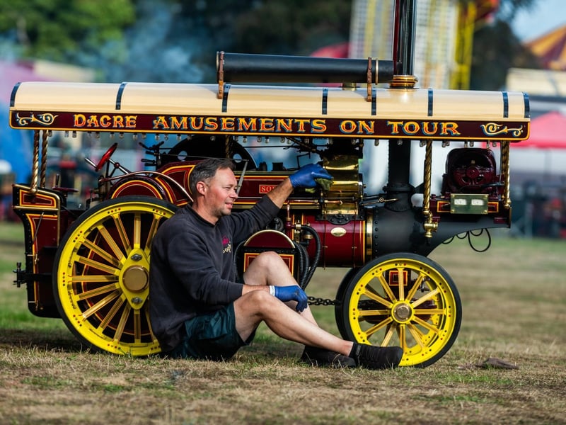 Pictured Justin Dacre, of Driffield, with his 4 inch miniature Fowler Showmans Steam Engine named Sophie. Picture: James Hardisty. Date: 6nd September 2026.