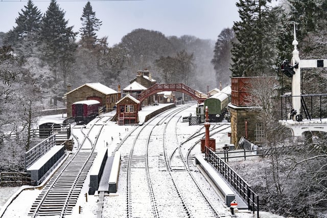 Goathland train station in North Yorkshire as weather warnings for snow and ice are in place across all four nations of the UK and more are expected to be issued as Arctic air sweeps across the country. (Photo credit: Danny Lawson/PA Wire)