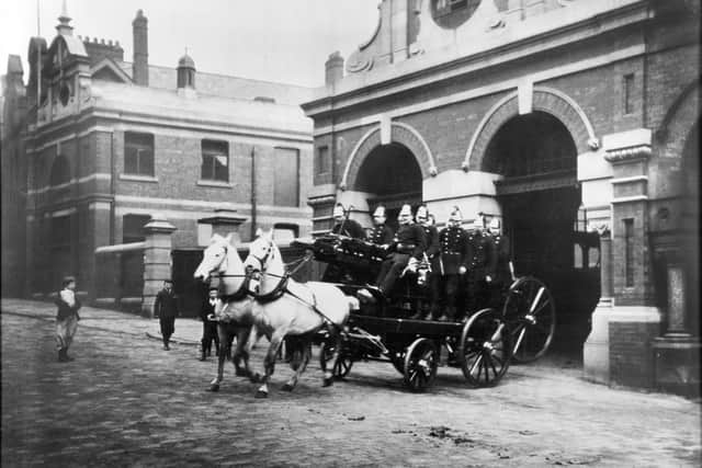 Leeds firefighters going into action in 1880