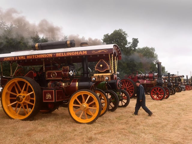 One of the beautifully restored showman's engines stands proudly among the impressive line-up at the annual Masham rally