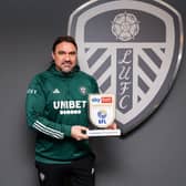 Leeds United boss Daniel Farke, with his Championship manager of the month award for January. Picture courtesy of Sky Bet.