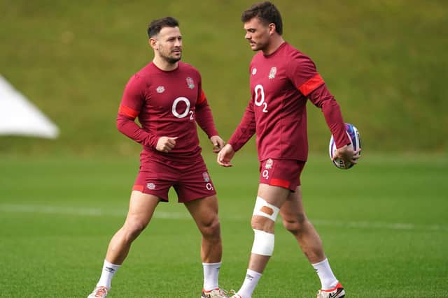 STICKING AROUND: England's Danny Care and George Furbank during a training session at Bagshot earlier this week. Picture: Adam Davy/PA Wire.