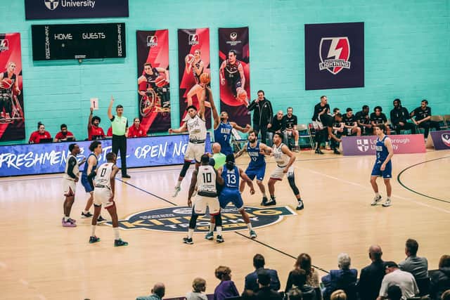 Tip-off in the KitKing Trophy final between Bradford Dragons and Derby Trailblazers (Picture: Peter Simmons)