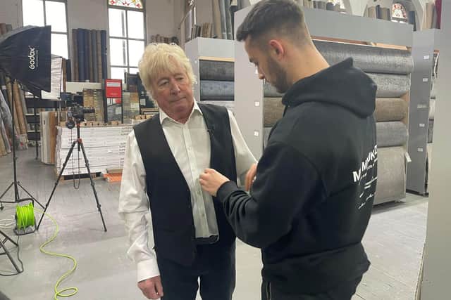 Filming is underway for a new TV advert for famous Armley retailer Mike’s Carpets – starring the owner Mike Smith 40 years on from the original Yorkshire TV hits.