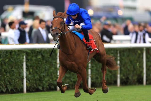 CLEAR ROUTE: Musical Times on William Buick on their way to winning the Betfred May Hill Stakes on day one of the Betfred St Leger Festival at Doncaster. Picture: Nigel French/PA.