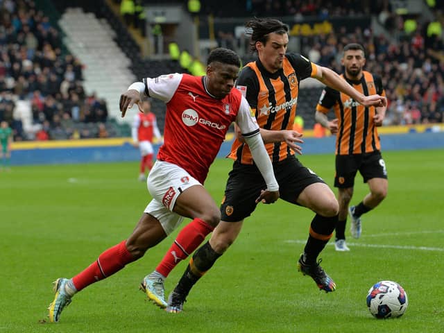 QUIET: Rotherham United's Chiedozie Ogbene was not able to run at Hull City's Jacob Greaves enough