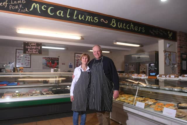David McCallum pictured with his wife Fiona in the Farm Shop at Bank End Fisheries / McCallum's Farm Shop, Bank End Rd,