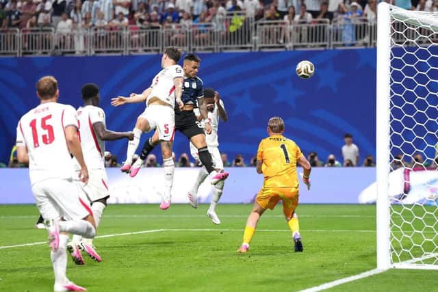 DECISIVE MOMENT: Argentina's Lautaro Martinez scores the winning goal to condemn England to a 2-1 defeat at the Atlanta Stadium. Picture: Nick Potts/PA