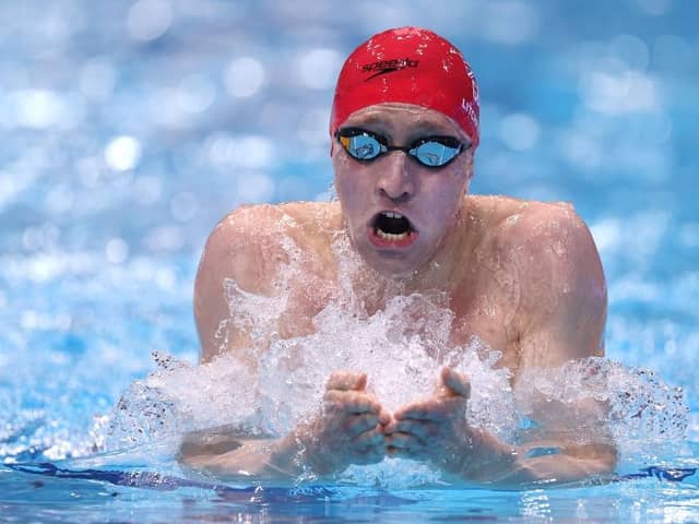 Pontefract's Max Litchfield on his way to winning the Men's 400m IM on day three of the British Swimming Championships in London to seal his spot at the Paris Olympics (Picture: Alex Pantling/Getty Images)