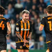 Second chance: Aaron Connelly celebrates his equaliser for Hull City against Coventry City on Friday night. (Picture: Bruce Rollinson)