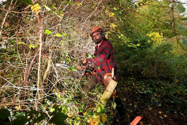 Guy Thornton a member of the Yorkshire Hedgelaying Association, pictured Woohouse Cliff, Leeds. Picture by Simon Hulme 31st October 2022











