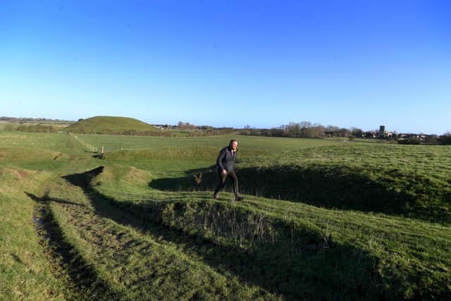 Dr Jim Leary pictured at Skipsea Castle in East Yorkshire. The Castle and its grounds are going to be used for archaeological investigations. Picture by Simon Hulme 30th January 2023










