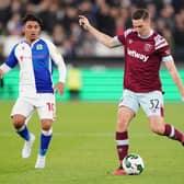 West Ham's Conor Coventry (right) and Blackburn Rovers' Tyrhys Dolan in action during the Carabao Cup third round match at London Stadium, London. Picture date: Wednesday November 9, 2022. Picture: PA