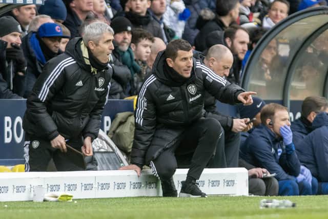 GROUNDED: Leeds United coach Javi Gracia (centre) refuses to look beyond the next game