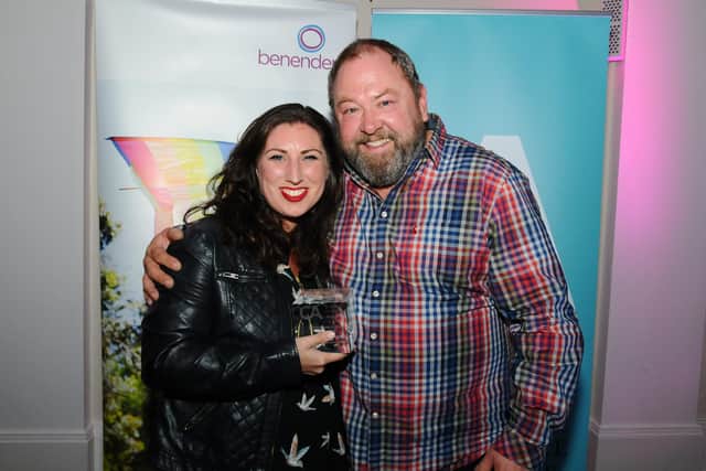 'Mad Alice' with Mark Addy, who presented her with an award