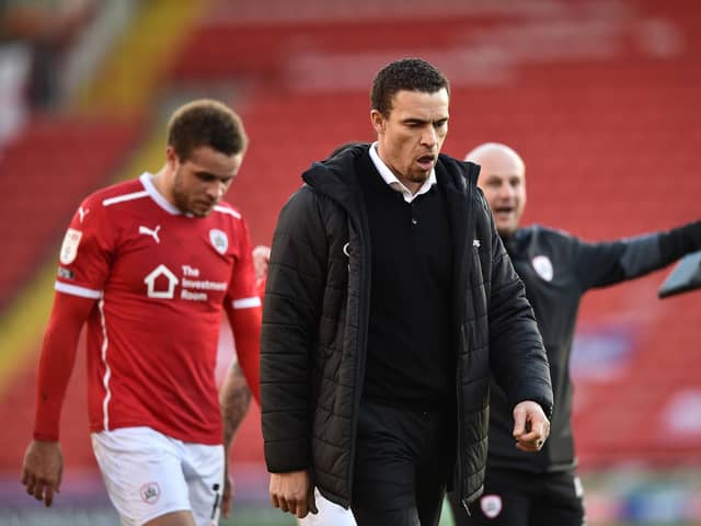 Valerien Ismael, manager of Barnsley, walks off the pitch at the end of the game during the Sky Bet Championship match between Barnsley and Millwall at Oakwell Stadium on February 27, 2021.