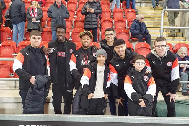 Some of those involved in Rotherham United Community Sports Trust, which runs the United 4 Communities project, working with refugees and asylum seekers housed in the area.