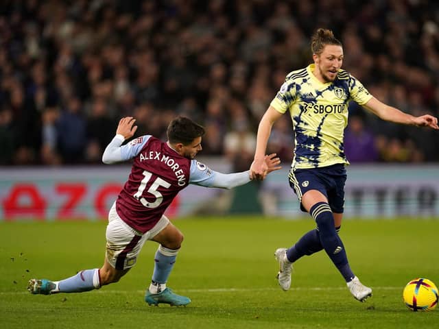 GOOD DISPLAY: Leeds United right-back Luke Ayling goes past Aston Villa's Alex Moreno