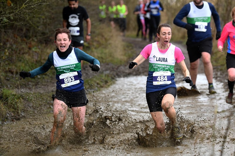 Hundreds of runners took part in this year's race across hills and muddy terrain