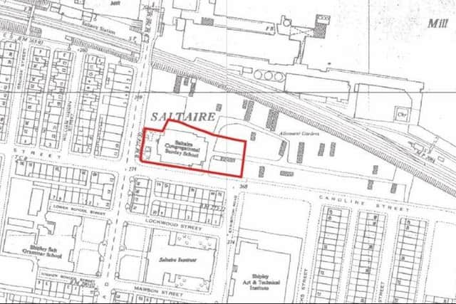 The site, earmarked for the new centre, is a pay and display car park with 30 spaces and public toilets for visitors to Saltaire. This lies at the west end of the site and includes the site of the former Sunday School which opened in 1876 and was demolished in 1972.