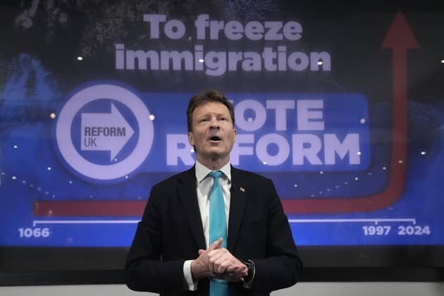 Leader of Reform UK Richard Tice speaking during a General Election campaign launch in Westminster, London. PIC: Lucy North/PA Wire