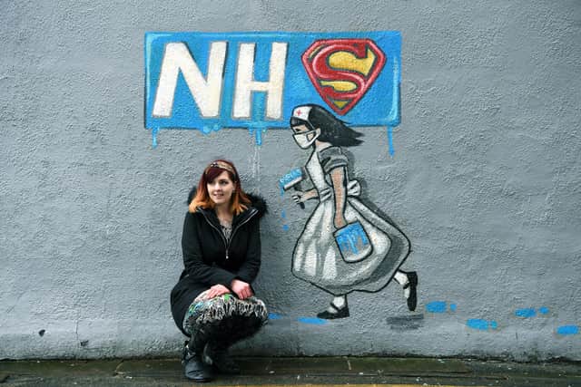 Rachel List's first NHS-themed mural began trending on Twitter as a Banksy.