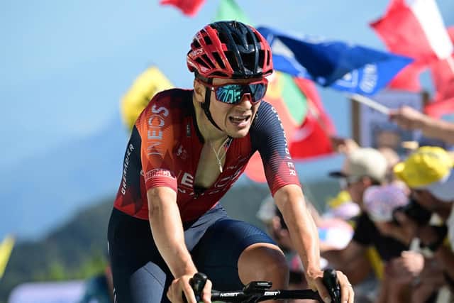 TOUGH GOING: Tom Pidcock cycles to the finish line of the 13th stage of the Tour de France Picture: Marco Bertorello/AFP via Getty Images